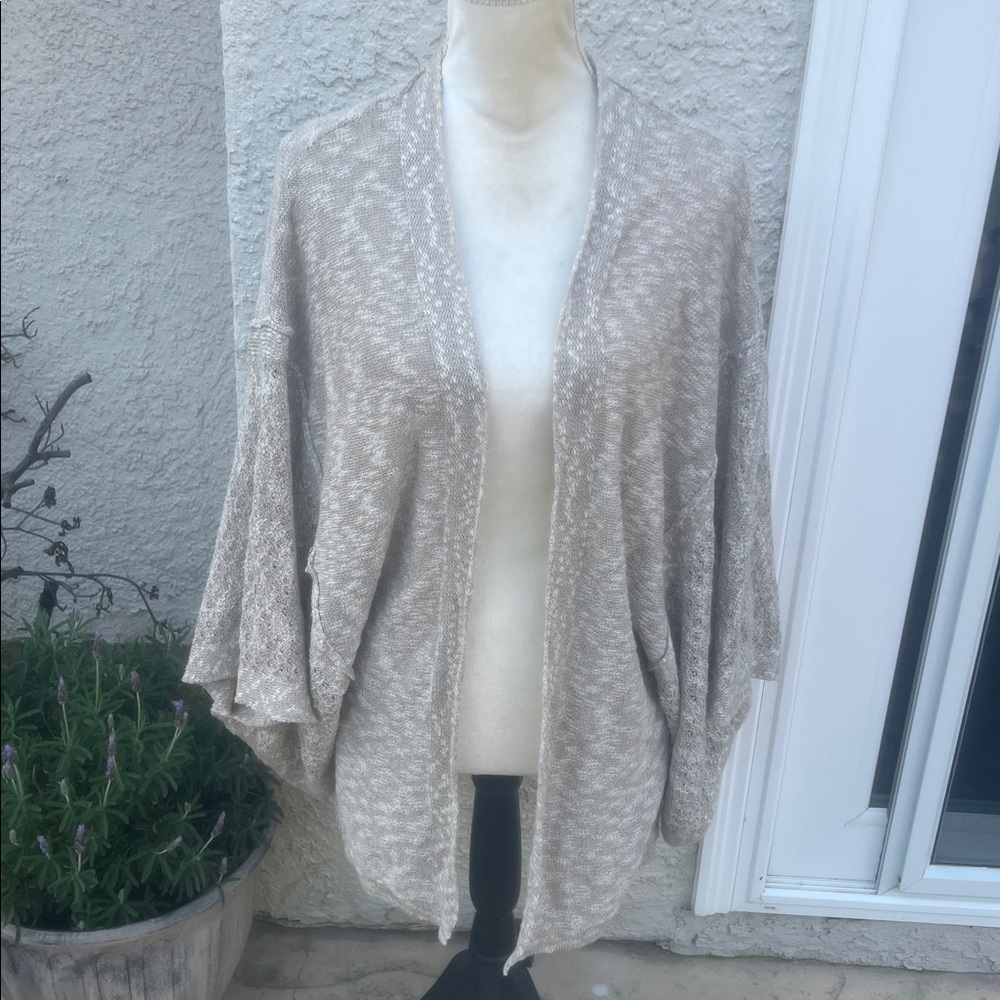 Free People Beige Knit Open Front Bat Wing Sleeve Cardigan Sweater Women's XS